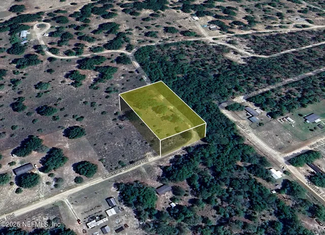 an aerial view of a backyard with plants