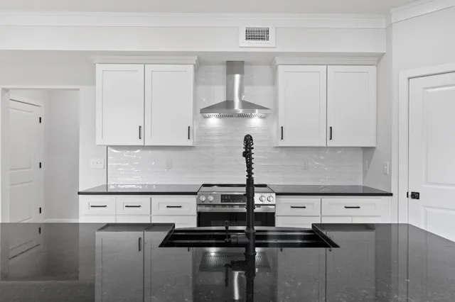 a close view of kitchen appliances