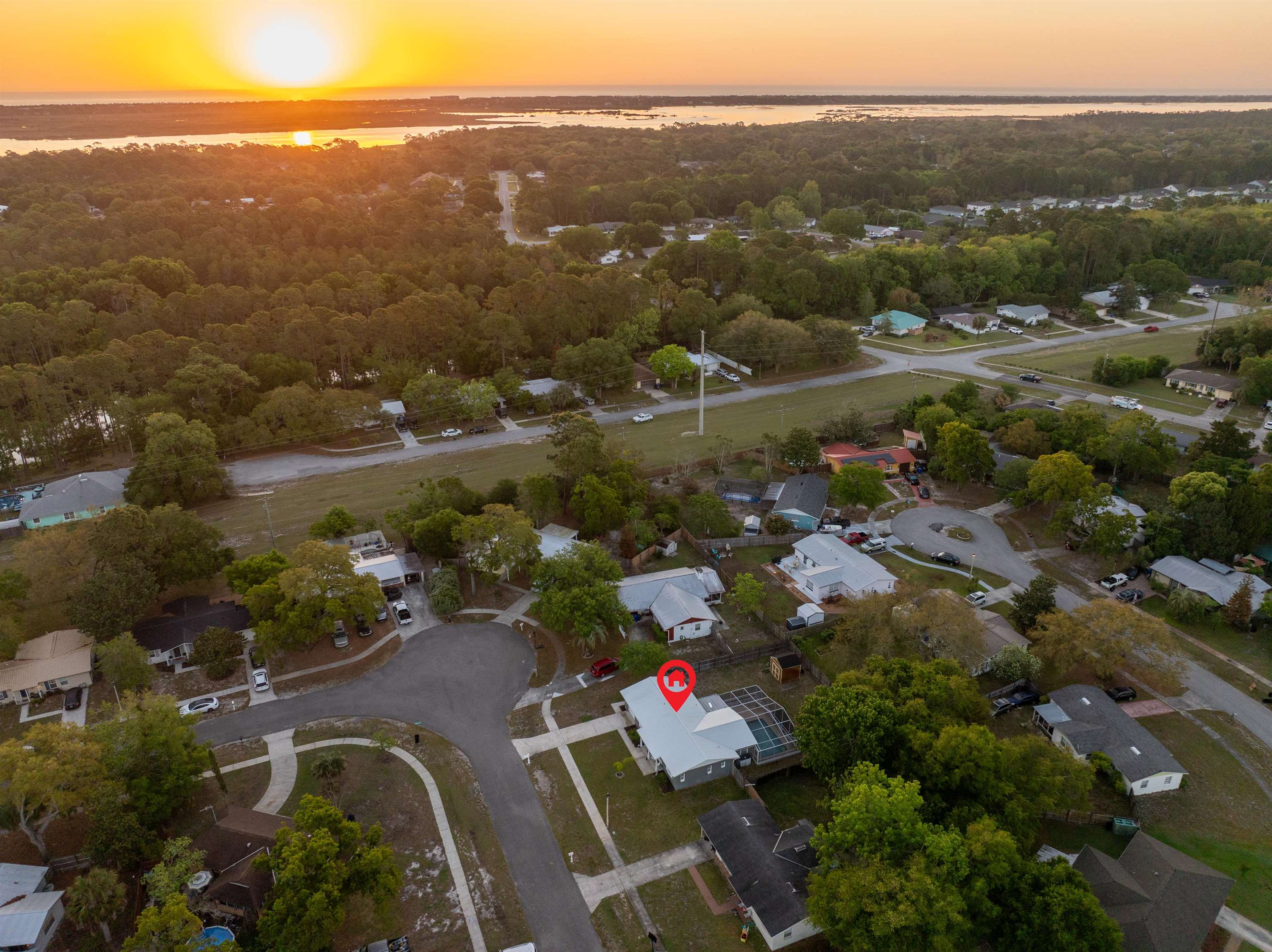 285 Trillo Street St. Augustine, FL 32086 - Photo 34 of 48 Aerial view at dusk of a residential view and a water view