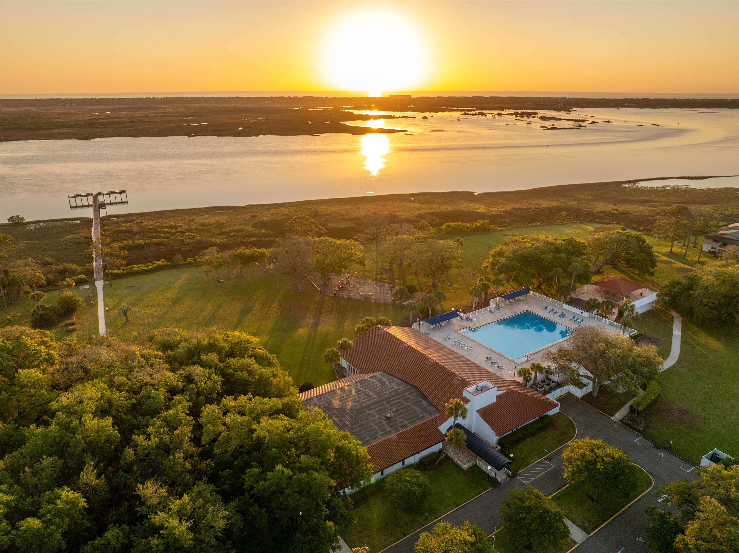 285 Trillo Street St. Augustine, FL 32086 - Photo 36 of 48 Aerial view at dusk of view of pool area