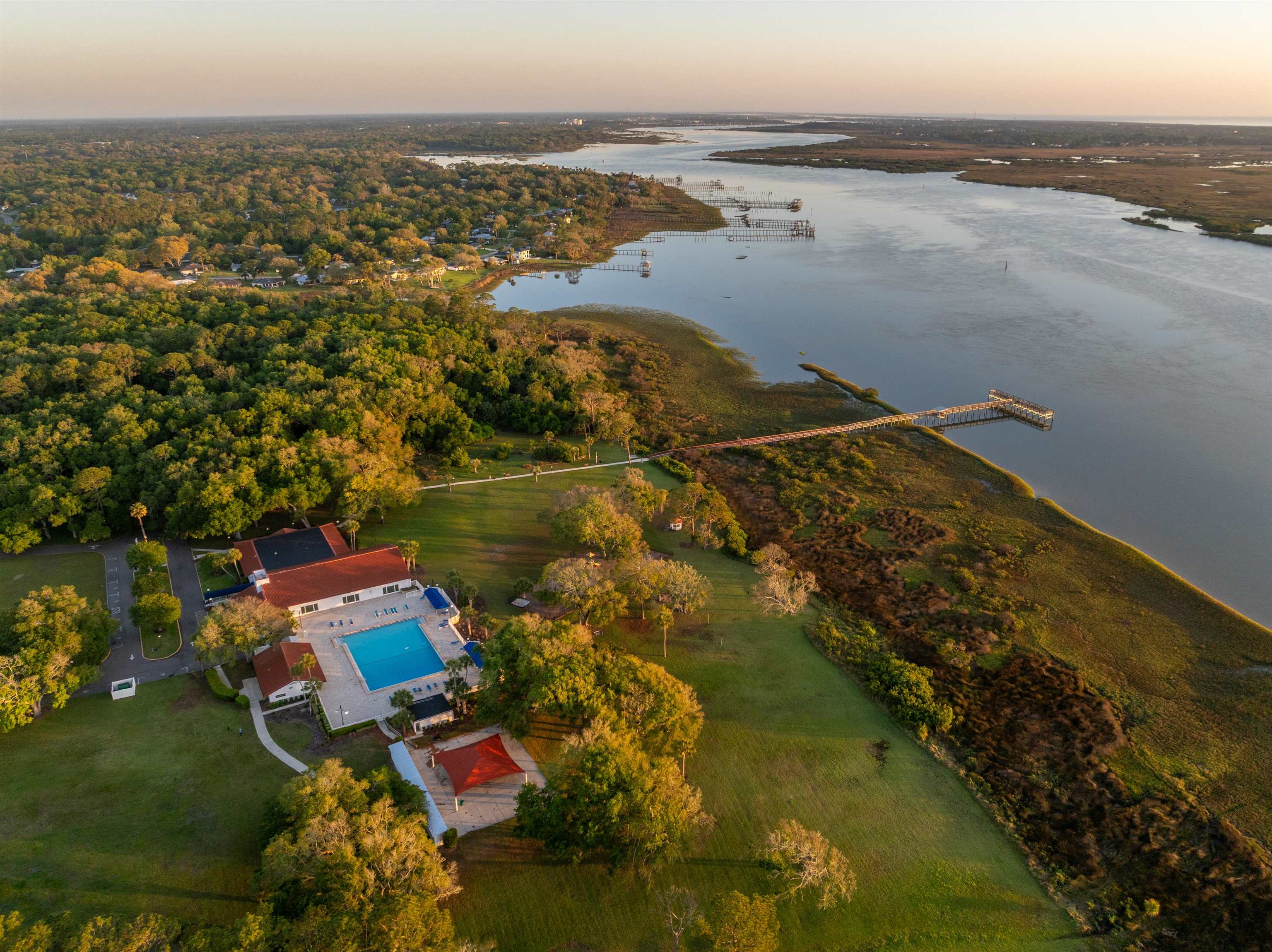 285 Trillo Street St. Augustine, FL 32086 - Photo 38 of 48 Drone / aerial view of a large body of water and a pool area