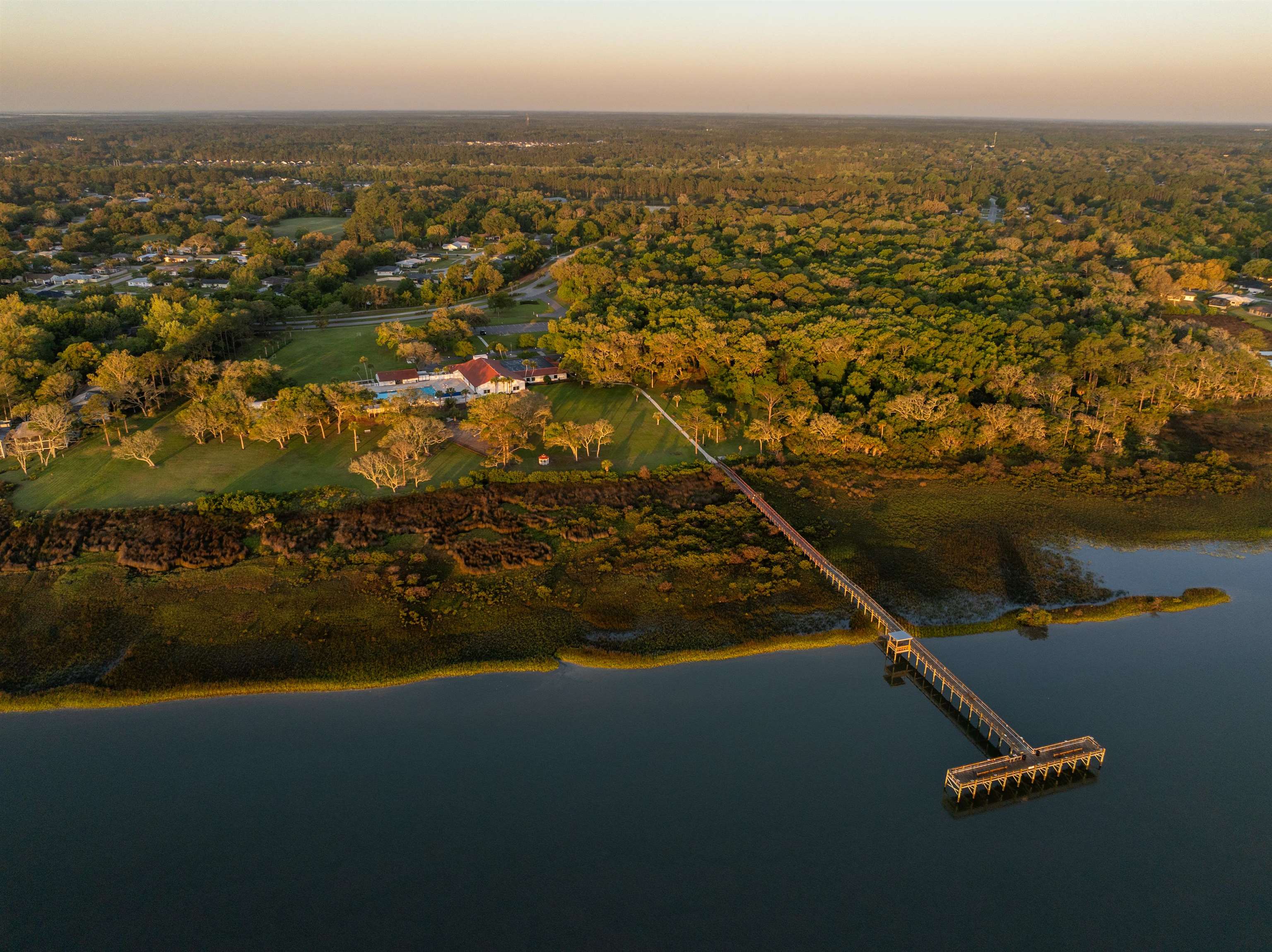 285 Trillo Street St. Augustine, FL 32086 - Photo 41 of 48 Aerial view at dusk of a water view and a view of trees