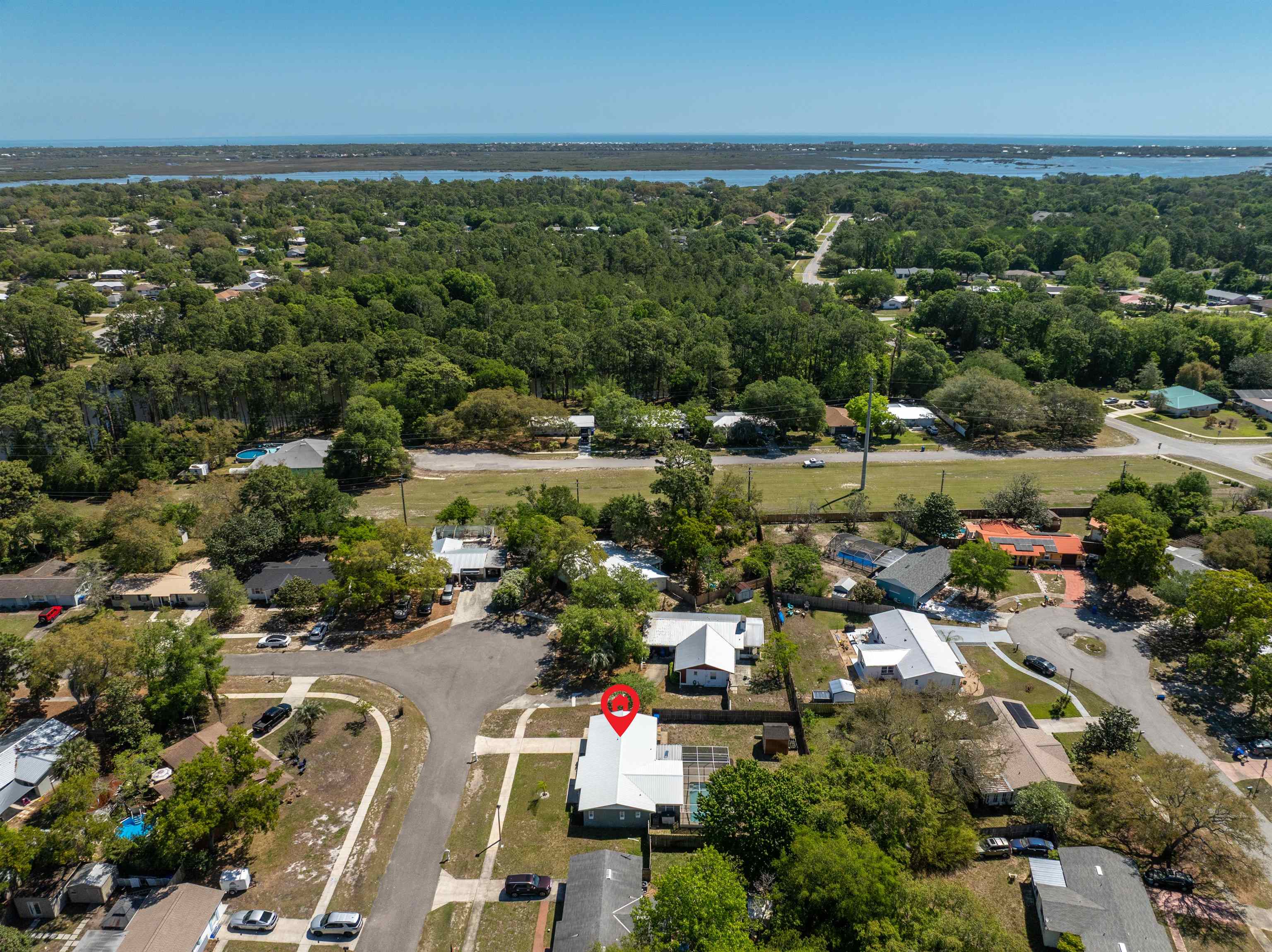 285 Trillo Street St. Augustine, FL 32086 - Photo 46 of 48 Aerial view of property's location featuring nearby suburban area and a large body of water