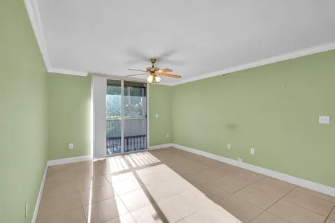 a view of a room with a fan