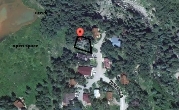 a view of red and white house