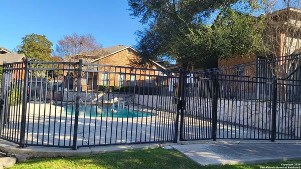 a view of a wrought iron fences