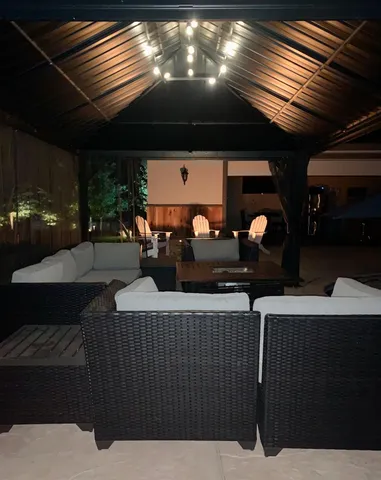 a outdoor space with furniture