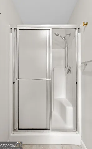 a view of a room with racks on the wall