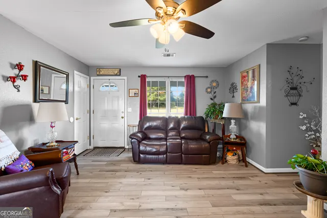 a living room with furniture
