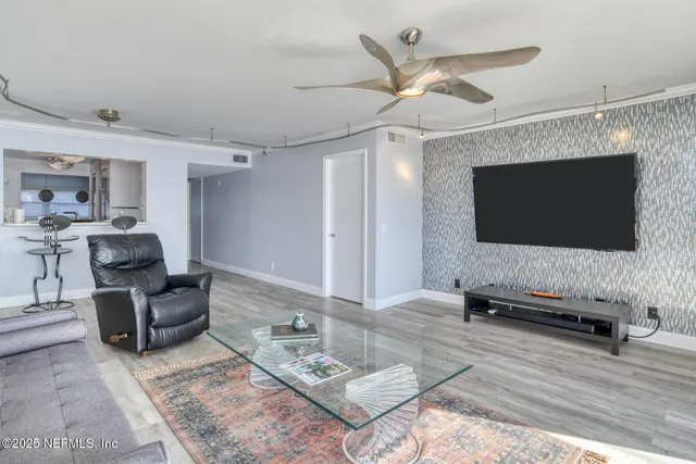 a living room with furniture