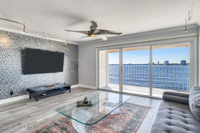 a living room with furniture