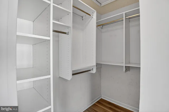 a view of an empty walk in closet