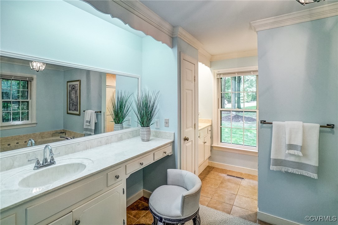 3630 Lansdowne Road Midlothian, VA 23113 - Photo 29 of 50 a bath room with a granite countertop sink and a mirror