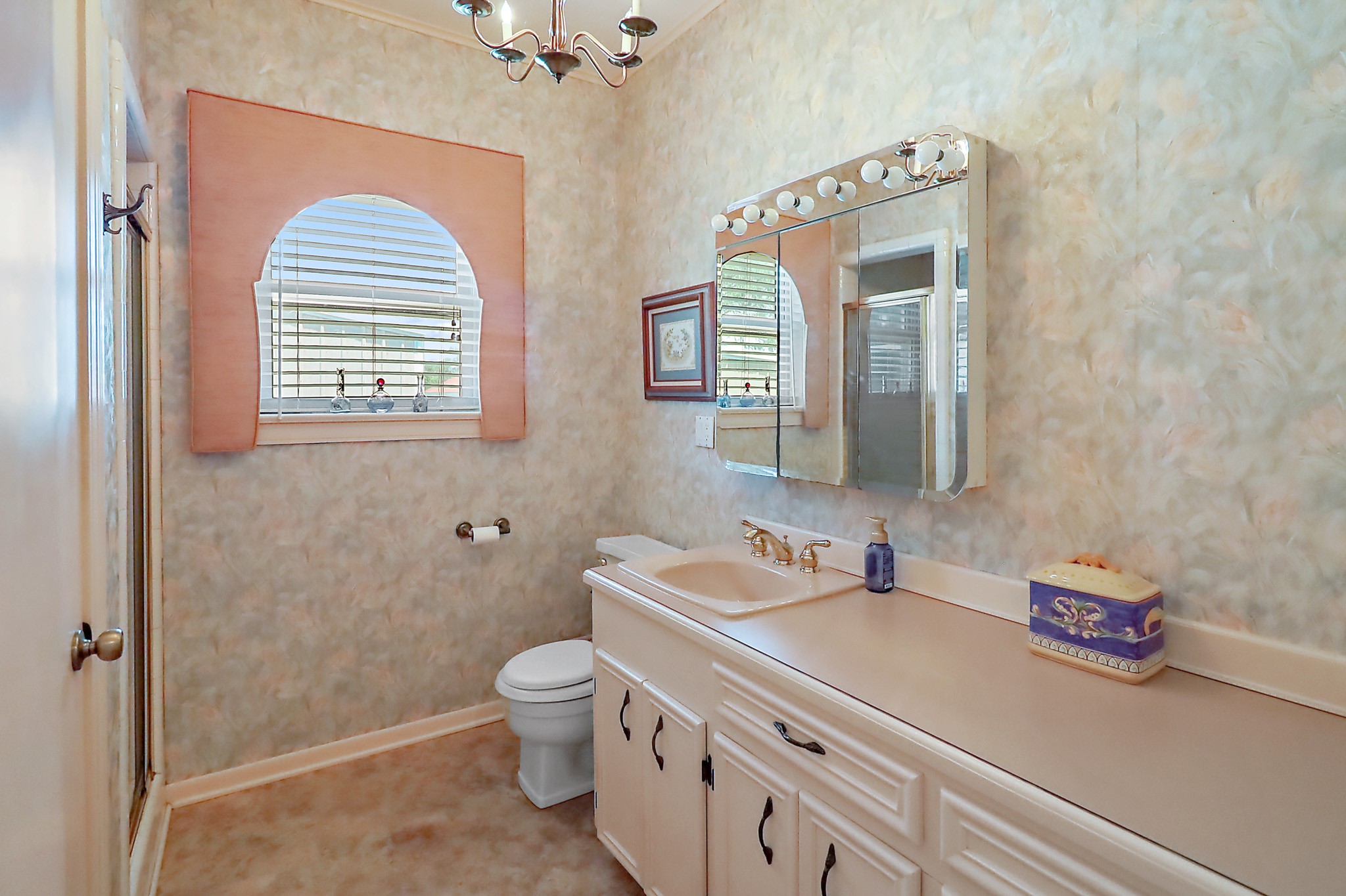 405 Park Street Anahuac, TX 77514 - Photo 20 of 37 a bathroom with a sink a toilet and a mirror