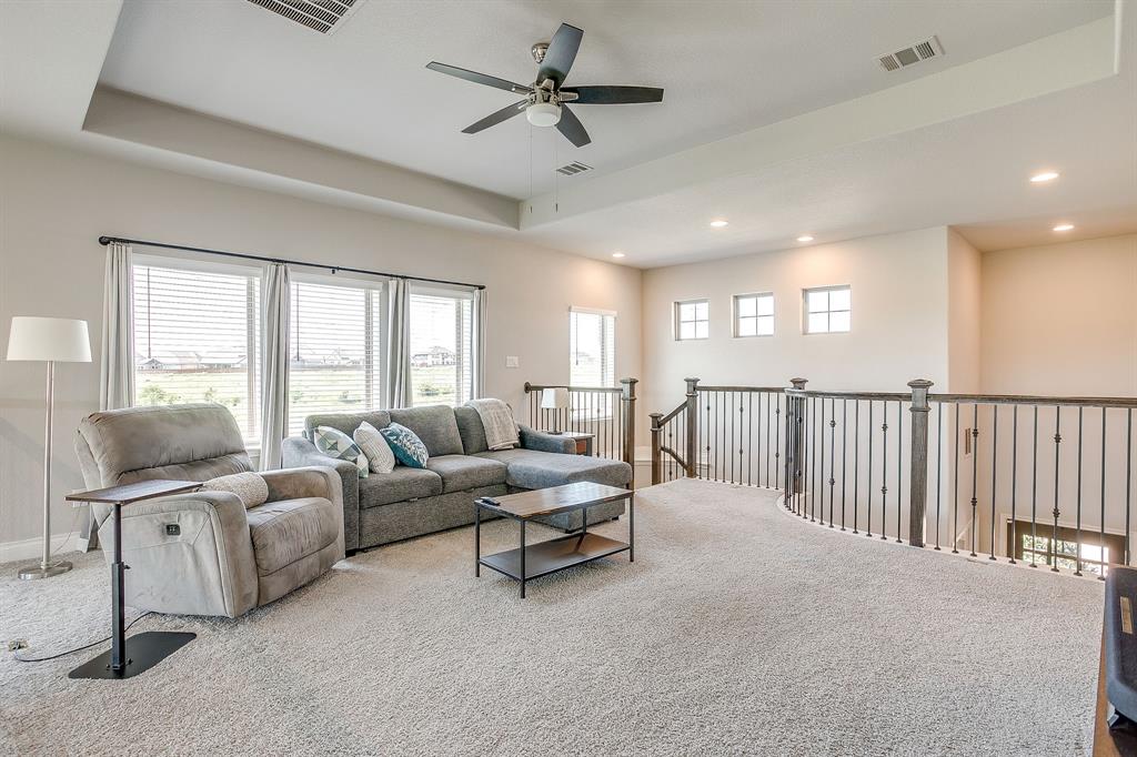 5709 Pope Creek Road Fort Worth, TX 76126 - Photo 28 of 39 Another view of the loft area showcasing the beautiful wrought iron and wood railings! Tons of natural light again!