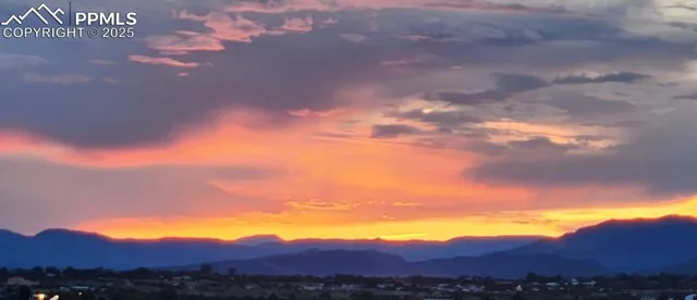 a view of an and sunset