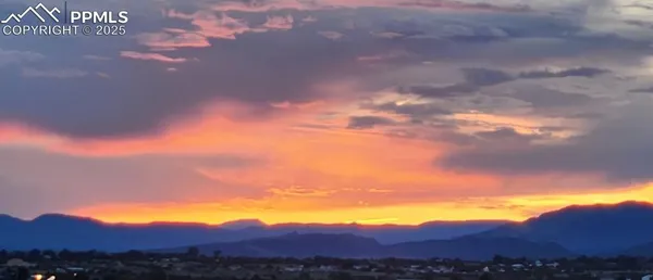 a view of an and sunset
