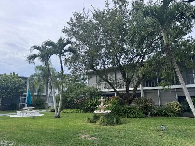 a backyard of a house with a garden and plants