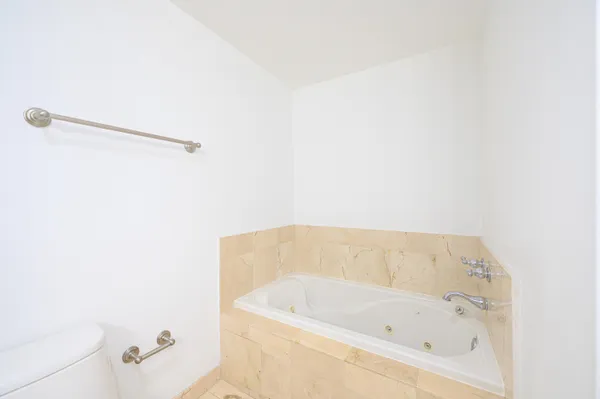 a bathroom with a bathtub