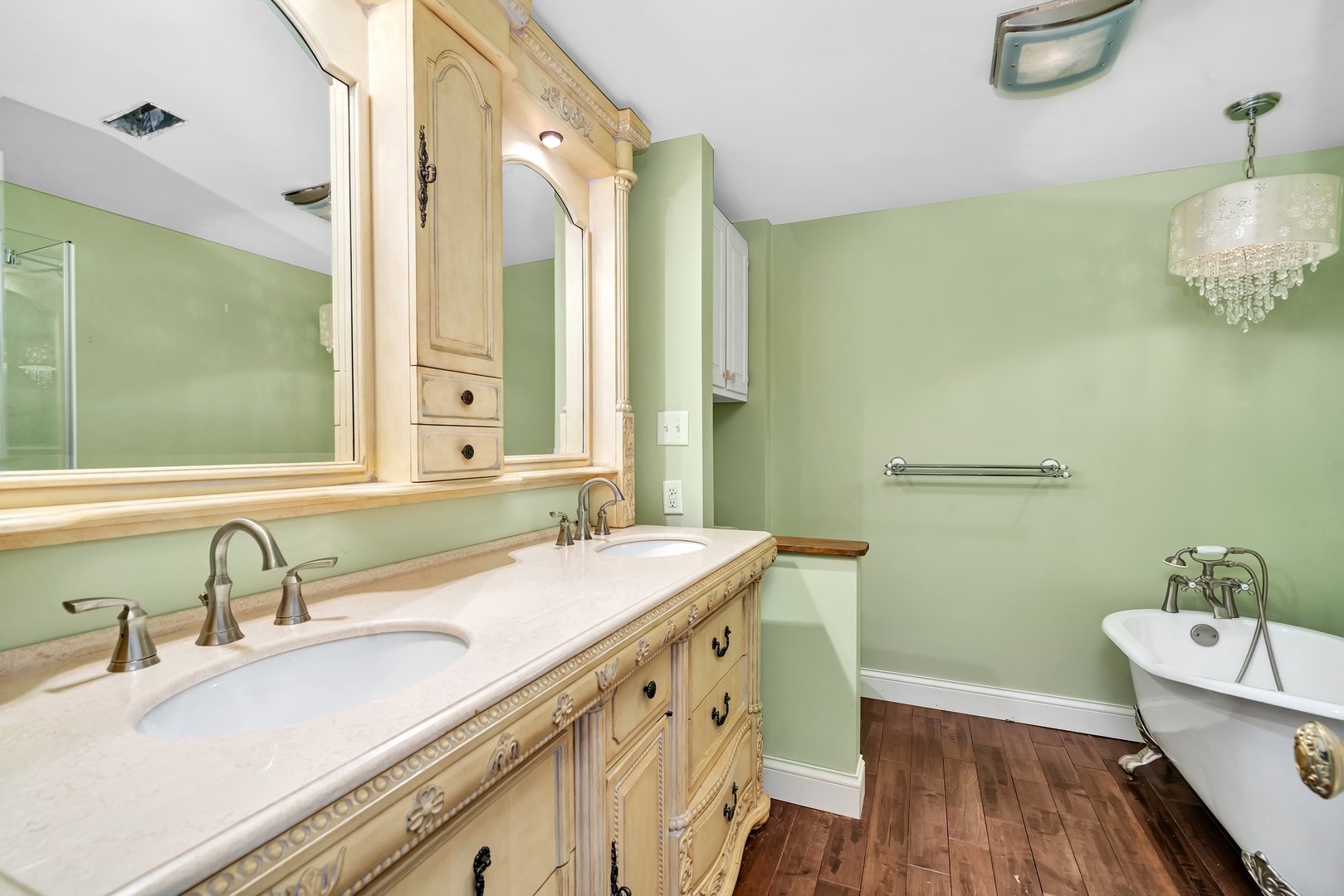 13070 McKanna Road Minooka, IL 60447 - Photo 36 of 43 a bathroom with a granite countertop sink a toilet and a mirror