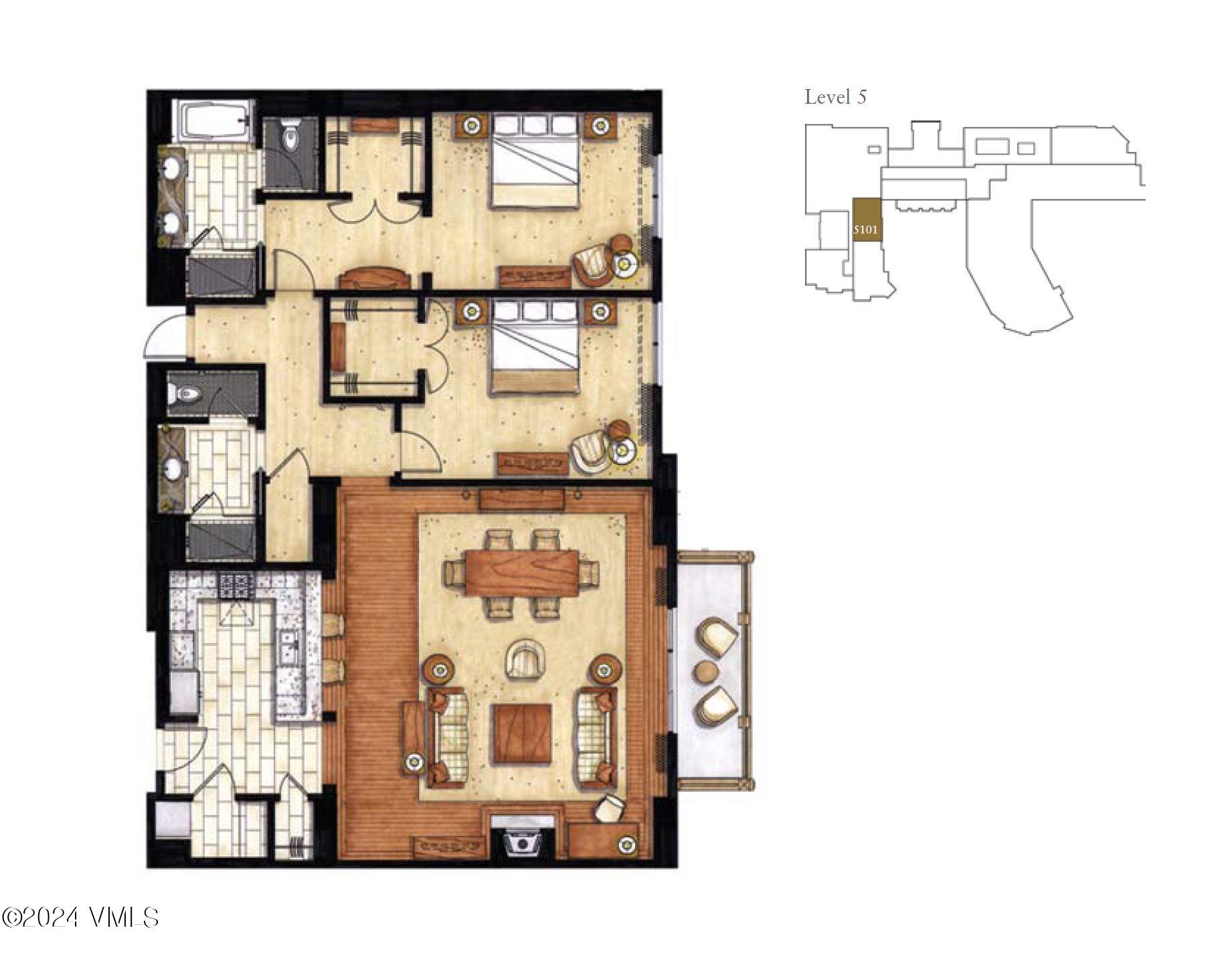 1 Vail Road, Unit 5101L Vail, CO 81657 - Photo 21 of 21 Floor Plan - Four Seasons 5101