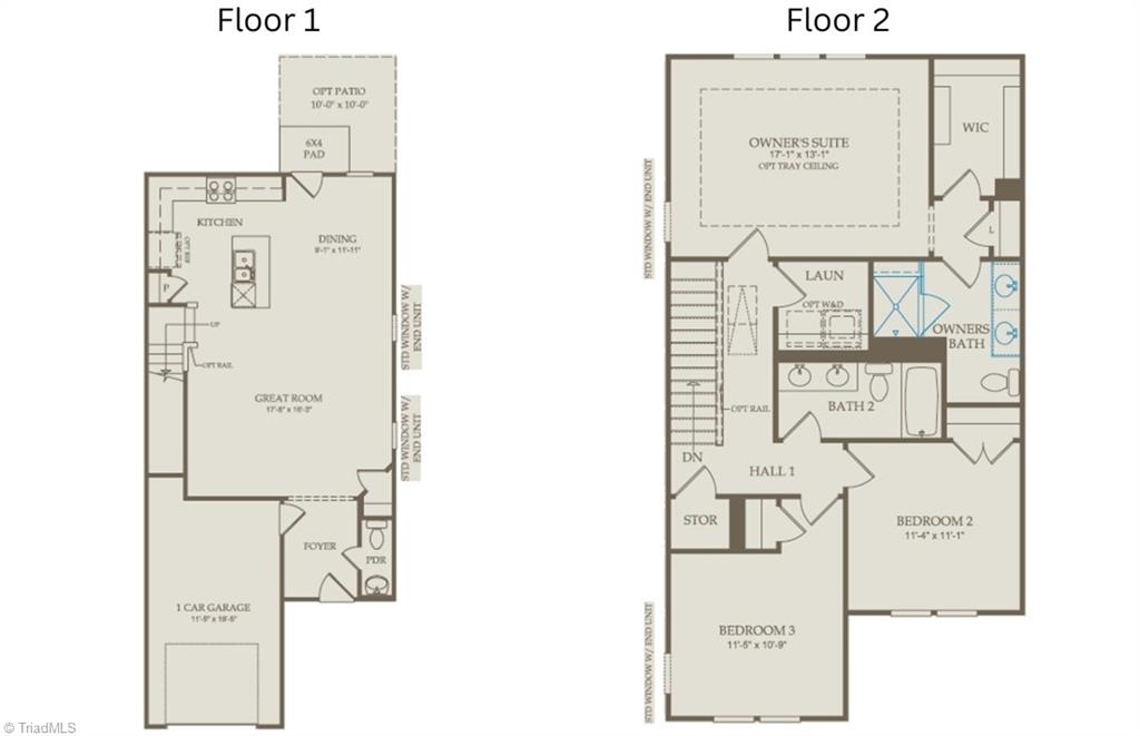 926 Poets Walk Road Whitsett, NC 27377 - Photo 3 of 3 Floor Plan Level 1 and Floor Plan Level 2