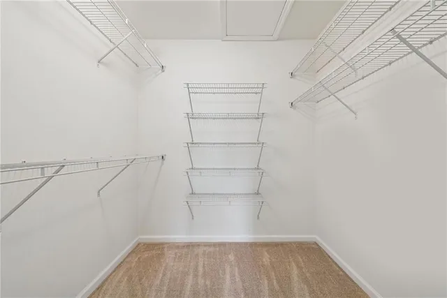 a view of a room with racks on the wall