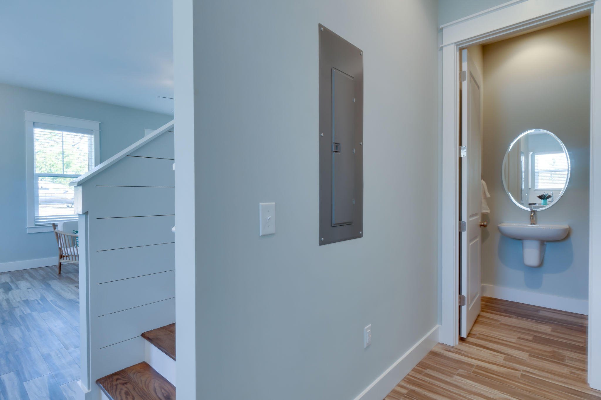 Lot 18 Beach View Dr Inlet Beach Inlet Beach, FL 32461 - Photo 21 of 41 a view of a hallway with wooden floor and glass door