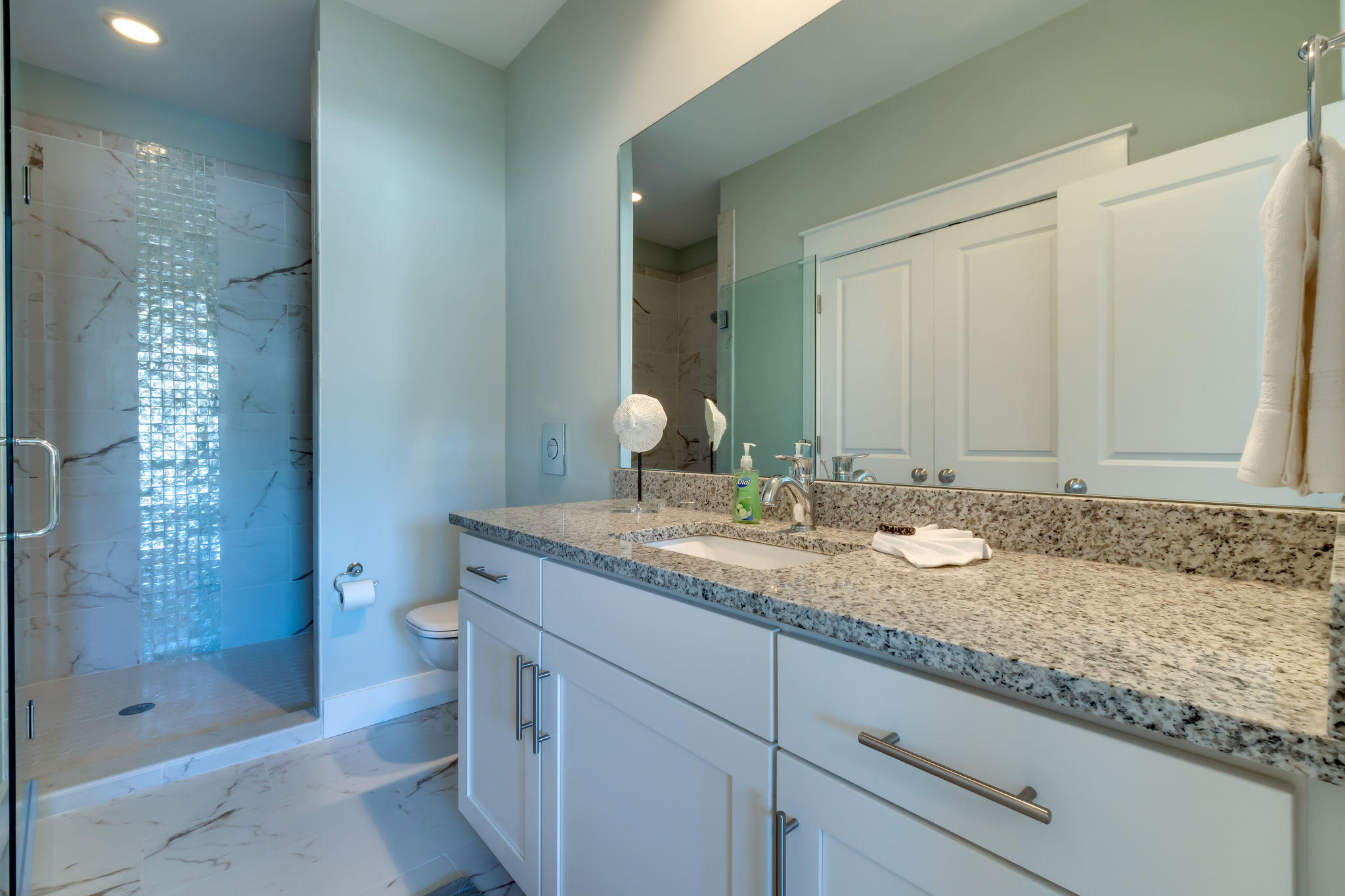 Lot 18 Beach View Dr Inlet Beach Inlet Beach, FL 32461 - Photo 27 of 41 a bathroom with a granite countertop sink and a mirror