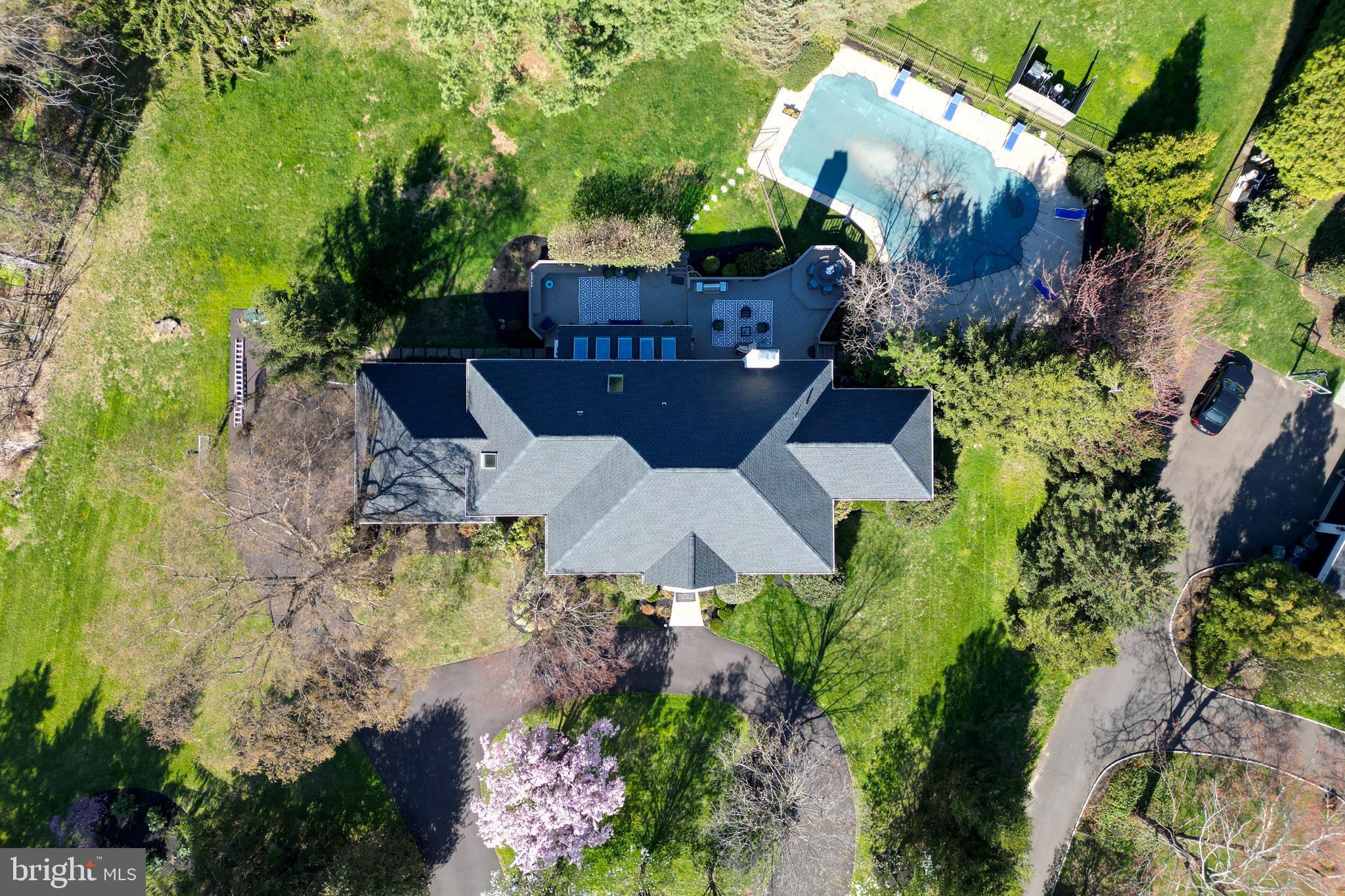 925 Morgan Road Jenkintown, PA 19046 - Photo 2 of 83 an aerial view of a house with a yard and fountain