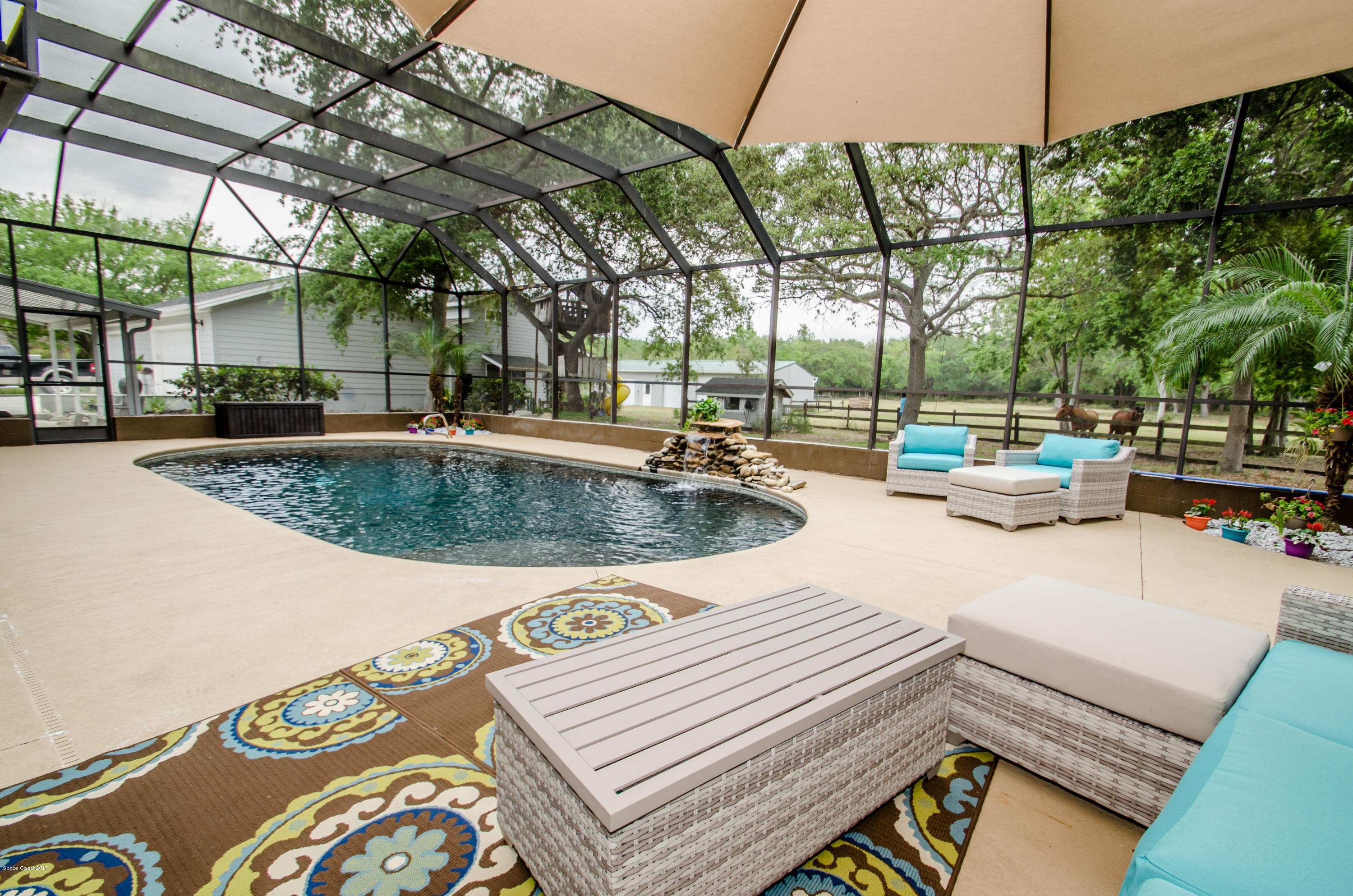 Lagoon Style Screened Pool and Patio