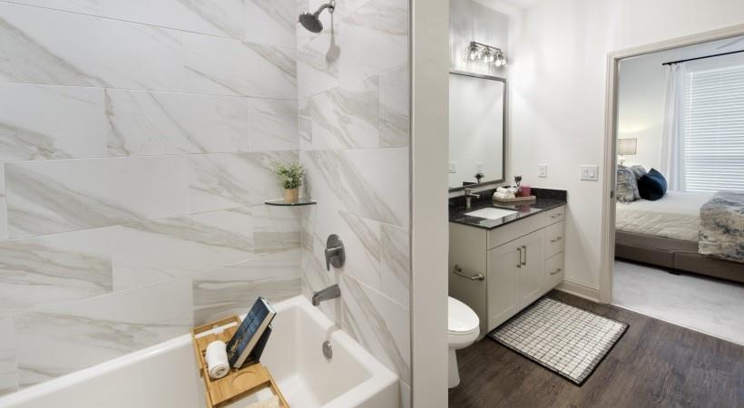 2180 Shadowood Parkway, Unit 434 Atlanta, GA 30339 - Photo 10 of 28 a bathroom with a sink and a mirror