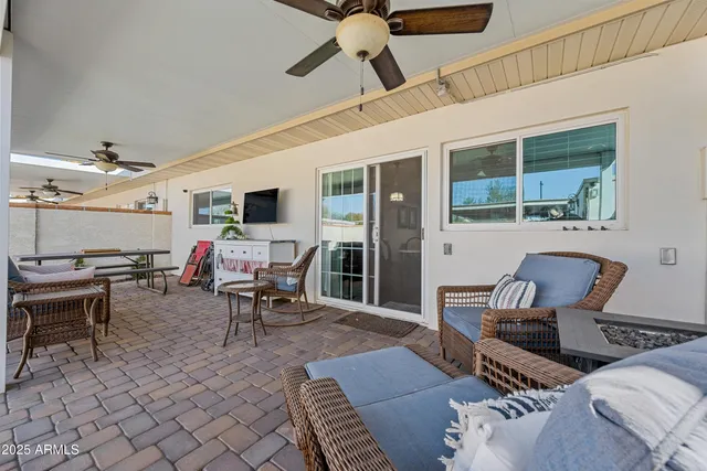 a living room with furniture
