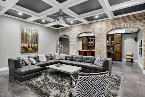 a view of a swimming pool with a yard