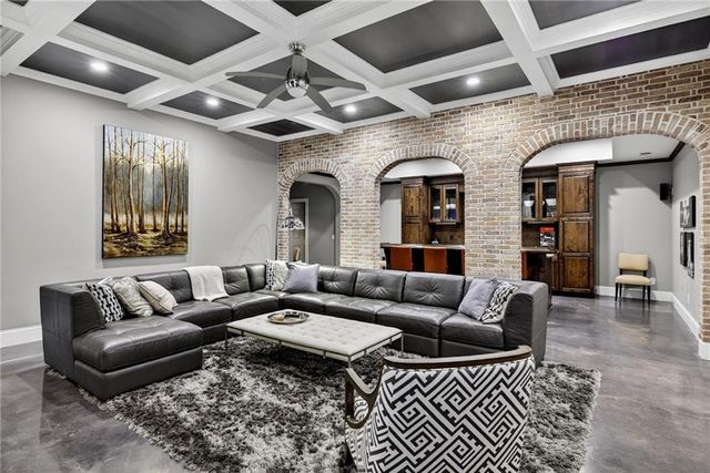 a view of a swimming pool with a yard