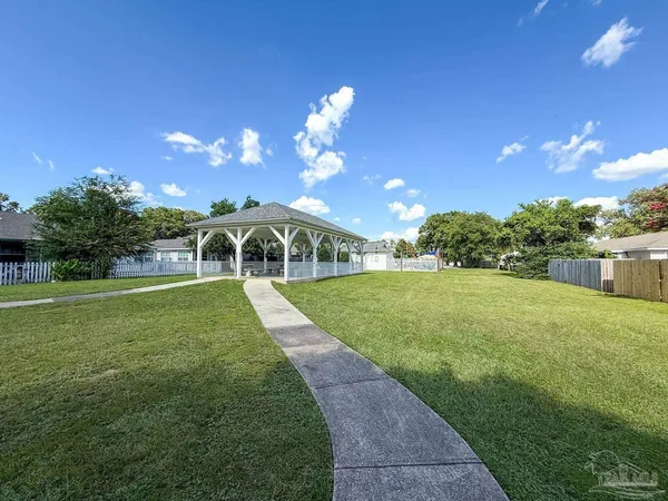 a view of a park with a tree
