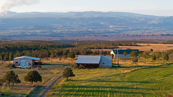 a view of a terrace with a mountain