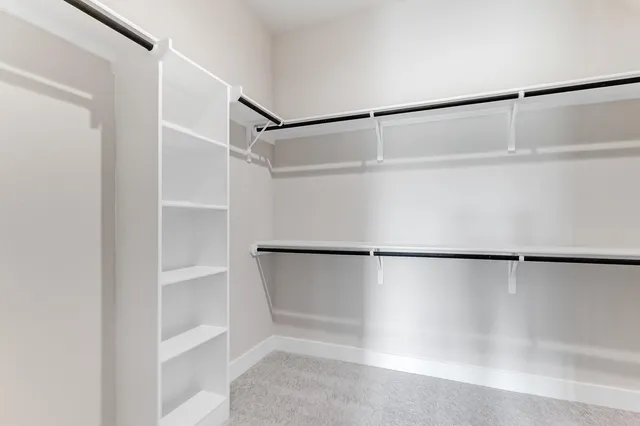 a view of an empty walk in closet