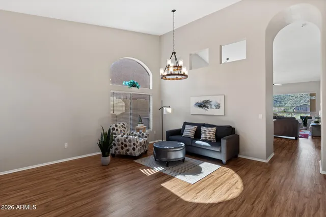 a living room with furniture