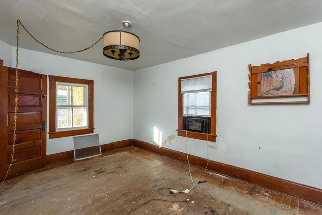 an empty room with windows