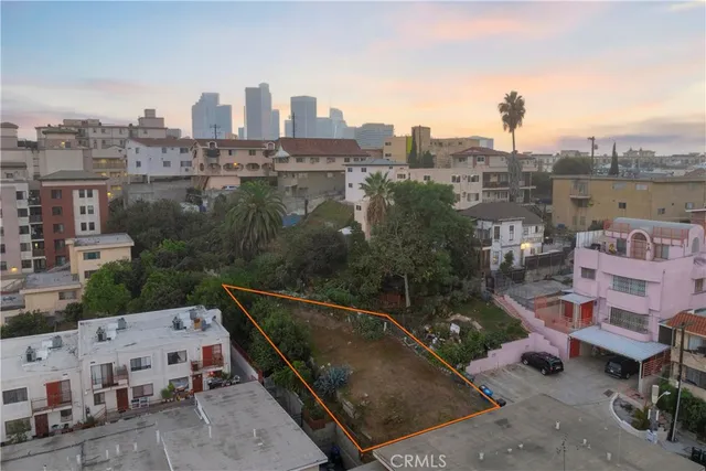 a view of a city with tall buildings