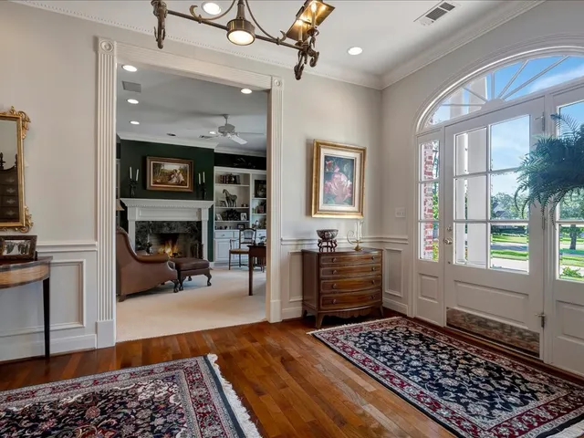 a room with furniture and a fireplace