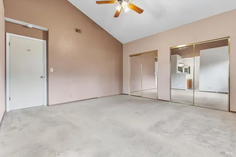 a view of a garden with wooden fence