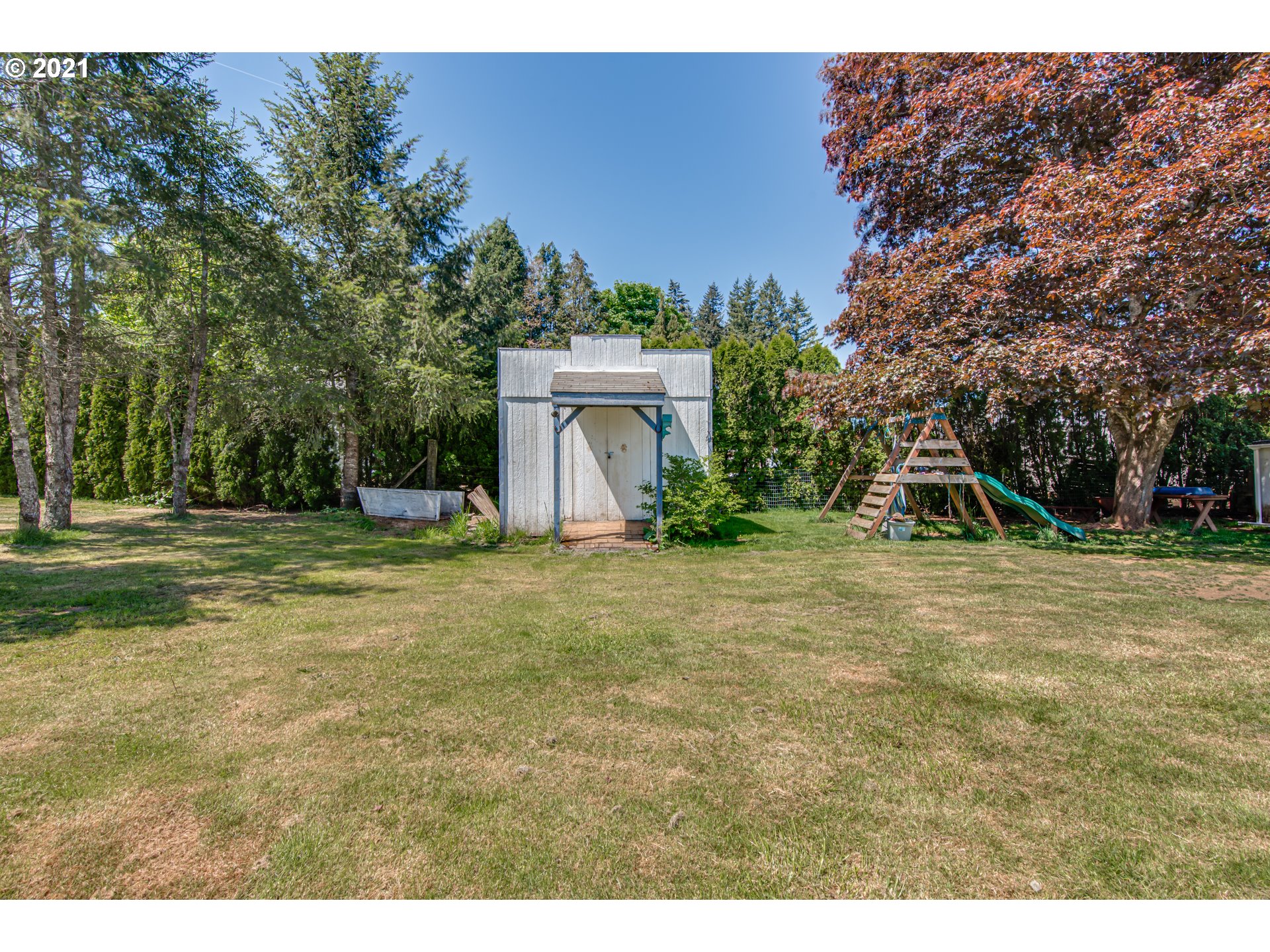 27503 Southeast 15th Street Camas, WA 98607 - Photo 3 of 12 a view of a backyard with large trees