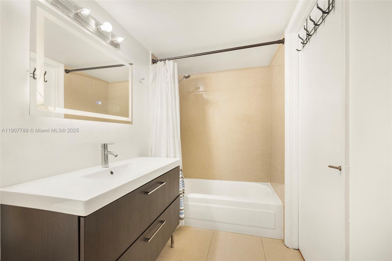 850 North Miami Avenue, Unit W906 Miami, FL 33136 - Photo 16 of 23 a bathroom with a bathtub a shower a sink and a mirror