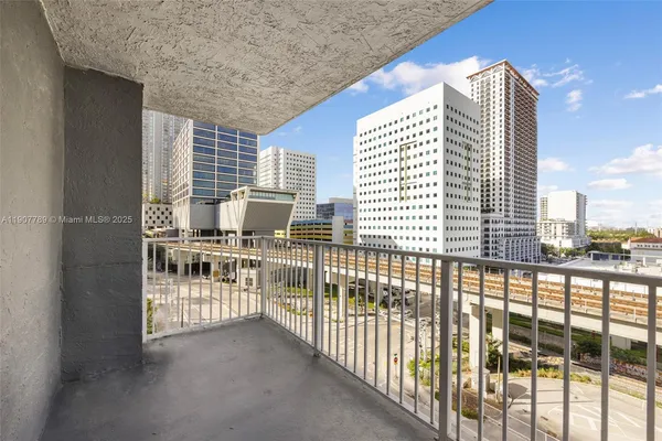 a view of balcony with city view