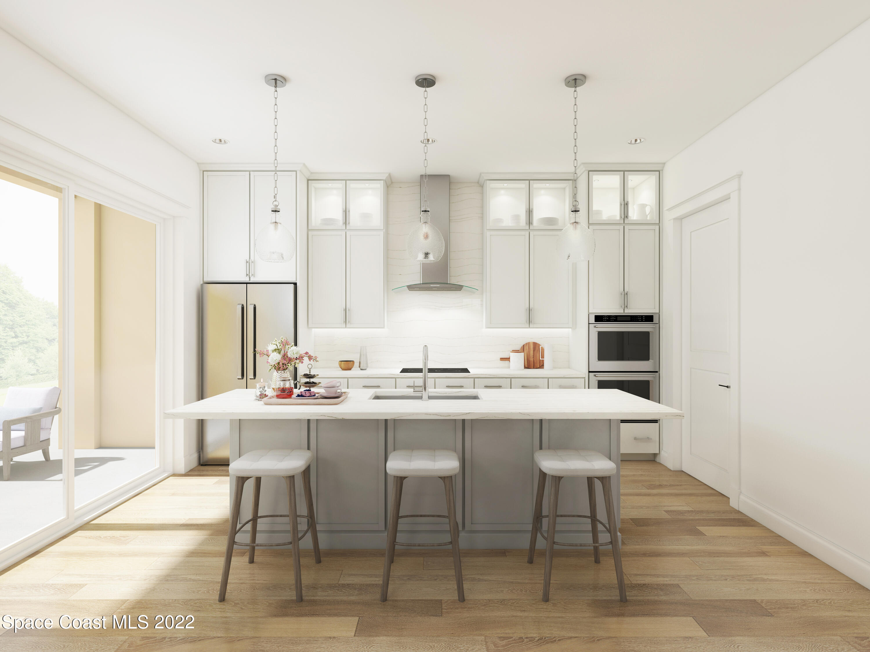 107 Watson Drive Indialantic, FL 32903 - Photo 3 of 5 a room with stainless steel appliances kitchen island granite countertop a dining table chairs and sink