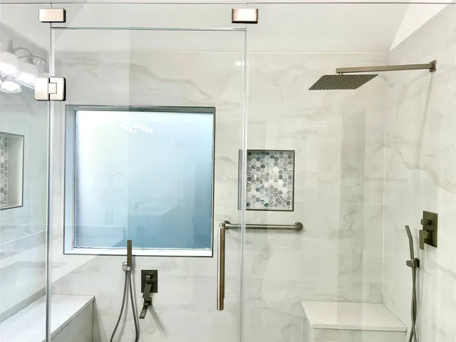 a bathroom with a shower