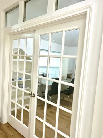 a view of a balcony with a window