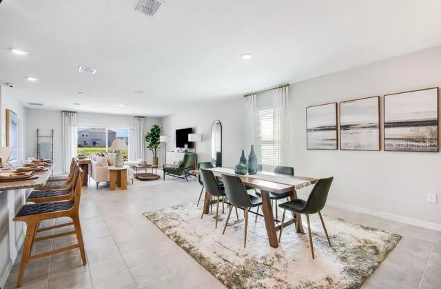 a workspace with furniture and window